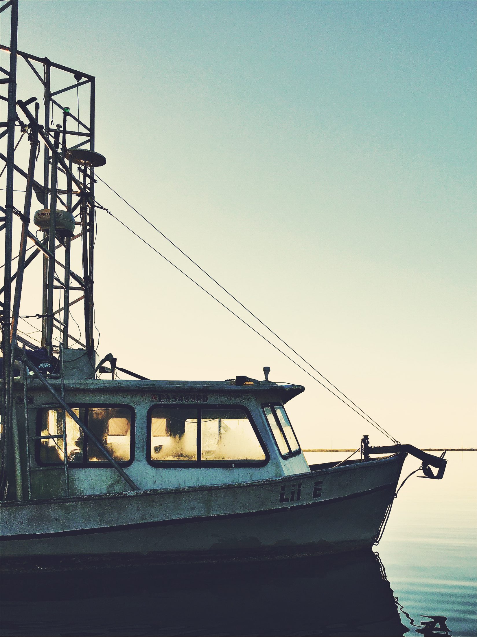 A Louisiana shrimp boat at first light